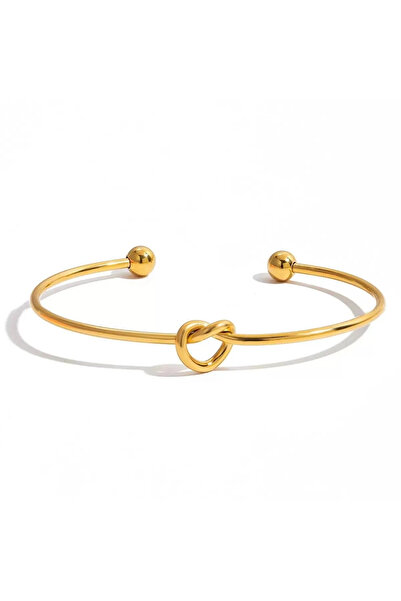 Lujo Aksesuar Düğüm Detaylı Gold Renk Çelik Bileklik