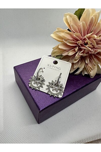 XUPING JEWELRY Flower Model Steel Earrings with Zircon Stone on the Flower