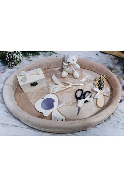 OBSIDION Tavita ovala catifea buretata print - crem - Mot turta