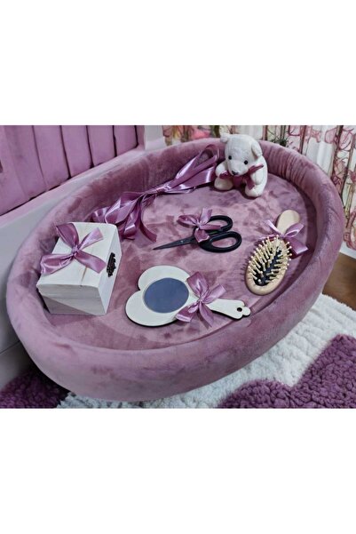 OBSIDION Imprimeu Tavita ovala catifea buretata - roz pudra - Mot turta