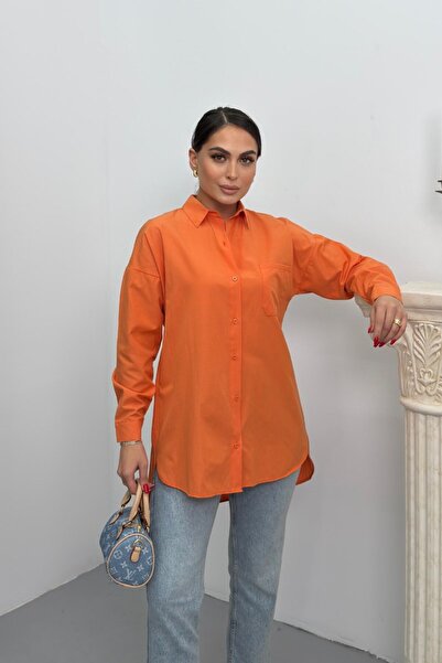 Potenza Women's Shirt Long Buttoned Pocketed Off Shoulder Casual Fit Shirt