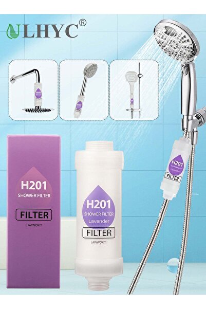 ULHYC مُرطِّب للاستحمام، فلتر رأس دش بفيتامين سي، مُنقّي للماء العسر، مُزيل للكلور والفلورايد