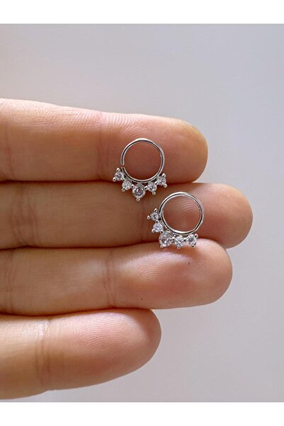 Arescollection 1 ADET ZİRKON TAŞLI HELİX SEPTUM DAİTH UYUMLU PİERCİNG