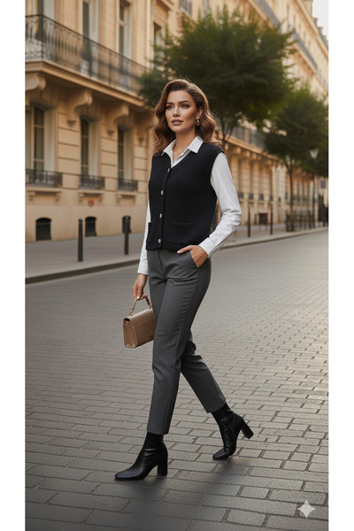 By Kuzey Aras Buttoned Pocketed Knitwear Vest – Stylish and Suitable for Everyday Use Women's Vest