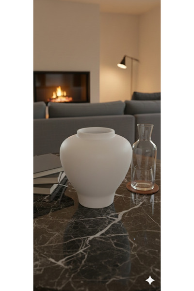 Velorahomee Bohem Mat Beyaz Seramik Vazo - Dekoratif Kuru Çiçek Vazosu