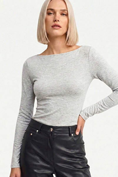 VODENS Melanj Boat Neck Long Sleeve Top 100% Cotton