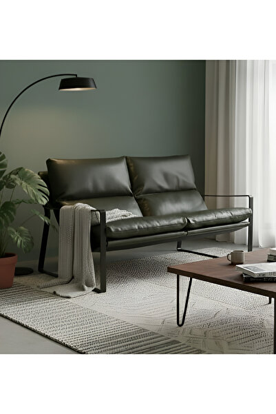 SLLER Modern İkili Koltuk - Loft Tasarım Deri/Kumaş Bahçe ve Balkon Kanepesi ...