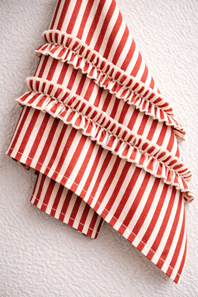 Mirilliahome Linen Frilled Kitchen Towel 35X55 cm Natural Drying Cloth