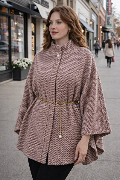 İpli Women's Poncho Hijab with Buttons, Sport Model with Chain Detail