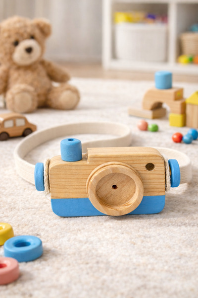 RenkliİzlerAtölyesi Ahşap Oyuncak Fotoğraf Makinesi | Çocuklar İçin Eğitici O...
