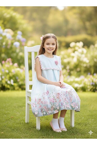 gmax A girl's dress with an elegant touch, adorned with embroidery and raised flowers.