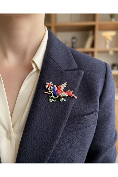 Defne KUŞ MODEL TAŞLI METAL BROŞ