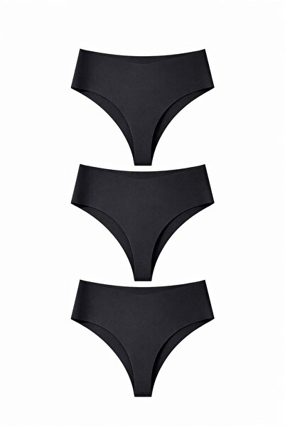 Adeniz Kadın Lazer Kesim Yüksek Bel Tanga Külot 3'lü Paket– Dikişsiz, İz Yapm...