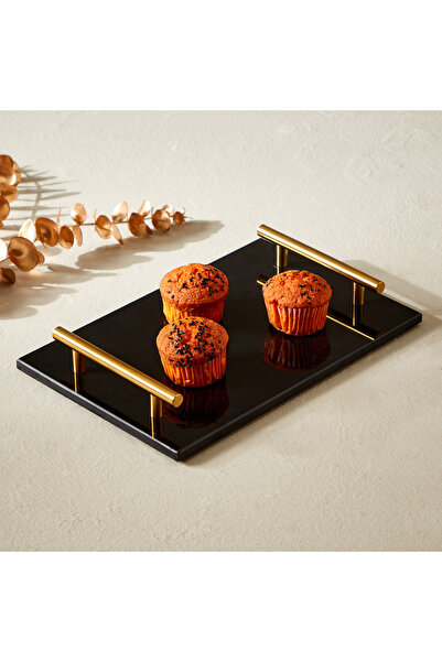 Home Box Zen Marble Tray with Handle - 30x20x5 cm