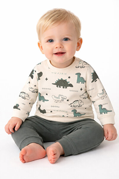 MixMax Bebe Baby Boy Dinosaur World Long Sleeve Bottom Top Baby Set 100% Cotton