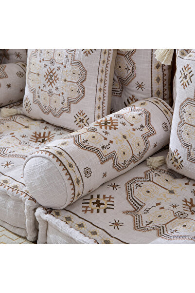 Home Box وسادة أسطوانية مطرزة بشعار مهرجان الزهراء - 50 × 20 سم