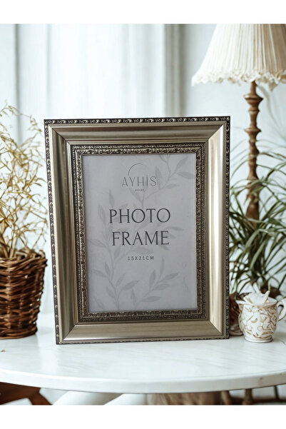 AYHİS DESIGN 15x21 cm Gümüş Klasik Çerçeve – Mat Camlı, Arkalıklı, Duvar ve M...