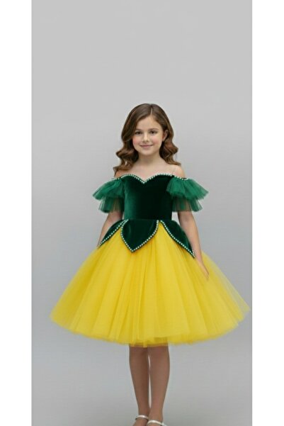 Star Kids Girls' Green Princess Dress,Girls' Graduation Dress