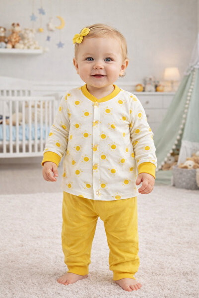 DaphKids Sun Patterned Children's Pajama Set 6-24 Months – Long Sleeve 100% C...