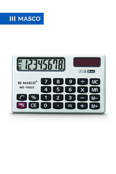 MASCO 8-Digit Pocket Calculator with Large Display, Solar Plus Power, Wallet Case