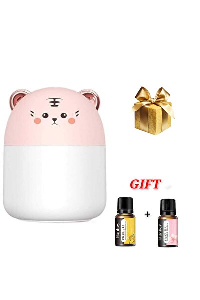 OEM Ultrasonic Aromatherapy Diffuser, Pink Teddy Bear, LED Light, 2 Essential Oils Included