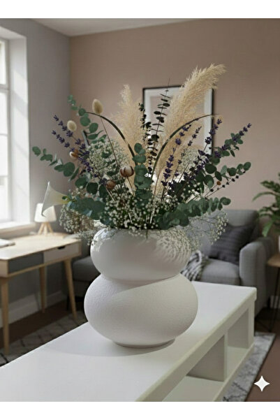 Velorahomee Διακοσμητικό βάζο σε μποέμ στυλ με διπλό κολάρο, ματ λευκό - Αξεσ...