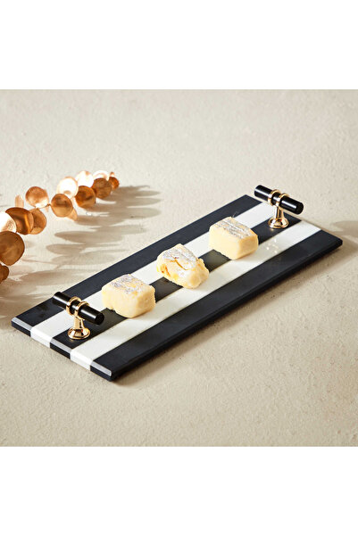 Home Box Zen Stripes Marble Tray - 30x12x2.5 cm