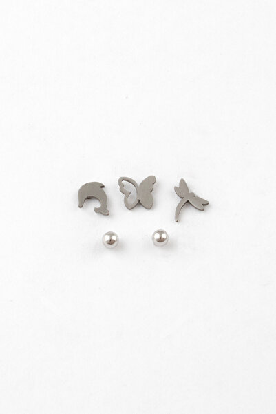 Sortie Aksesuar مجموعة أقراط مركبة من الفولاذ المقاوم للصدأ مع أشكال دلفين، ف...