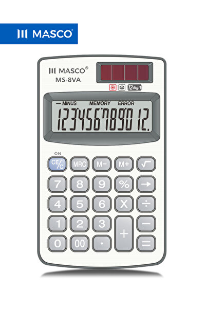 MASCO 12-Digit Desktop Calculator with Large Display, Solar Plus Power, Dual Memory