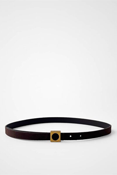 Yuka Atelier حزام نسائي من جلد الغزال ذو مشبك عتيق بسيط