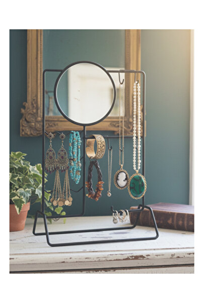 Flower Toys Wrought Iron Mirrored Jewelry Rack Jewelry Stand Decorative Jewel...