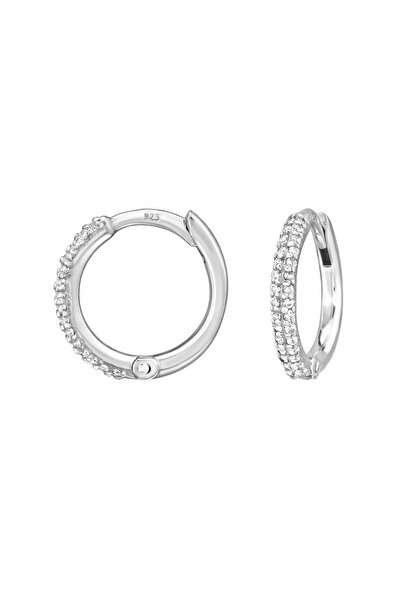 Sophia Collection 925 Silver Earrings, Tortita huggie hoops 12mm model and zirconium