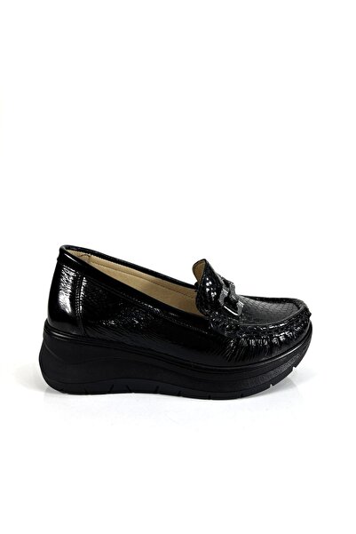 Tabak Deri Hakiki Deri Rugan Kışlık Günlük ve Şık Toka Detaylı Kadın Babet