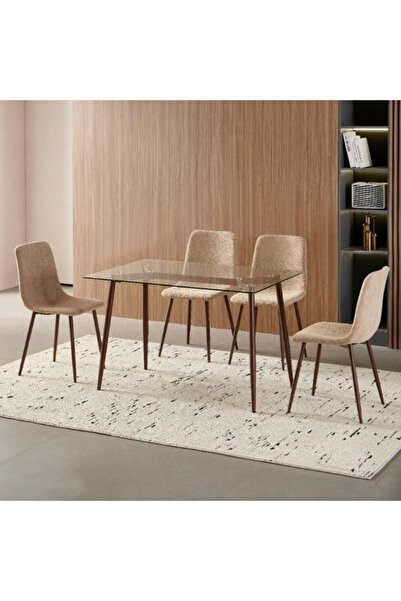 Tasamem Dafia Rectangular glass dining table with 6 chairs