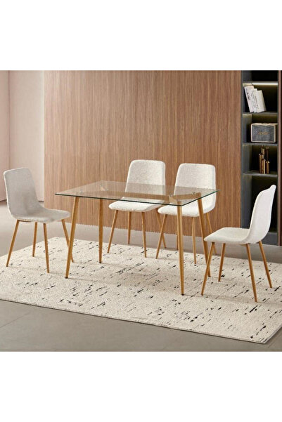 Tasamem Dafia Rectangular glass dining table with 6 chairs