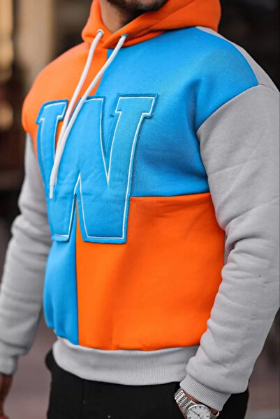 JANES Men's W Embroidered Hooded Sweatshirt - Blue