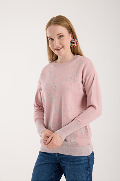 Moda Days Bluză din tricot guler rotund cu manșete late cu model Sim