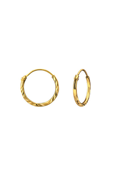 Sophia Collection Cercei copii Argint 925 placat cu aur 24K , model Tortita Diamond cut 12mm