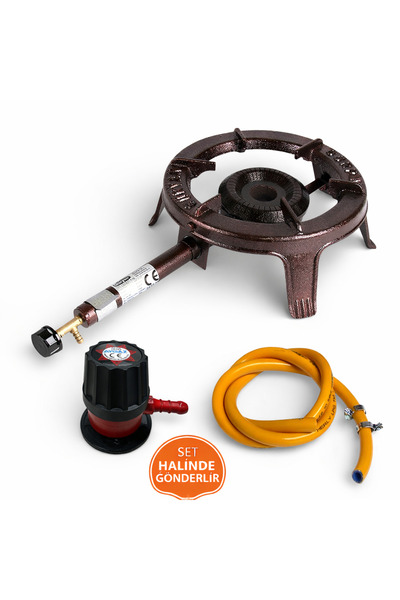 GÜRYAN Sanayi Tipi Döküm Volkan Aşçı Ocağı Canavar ve Aygaz Bağlantı Seti Kam...