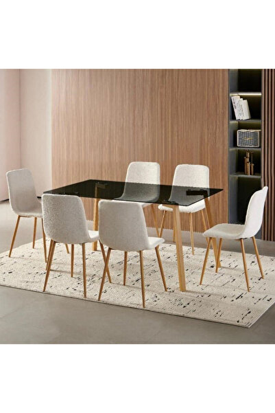 Tasamem Dafia Rectangular glass dining table with 6 chairs