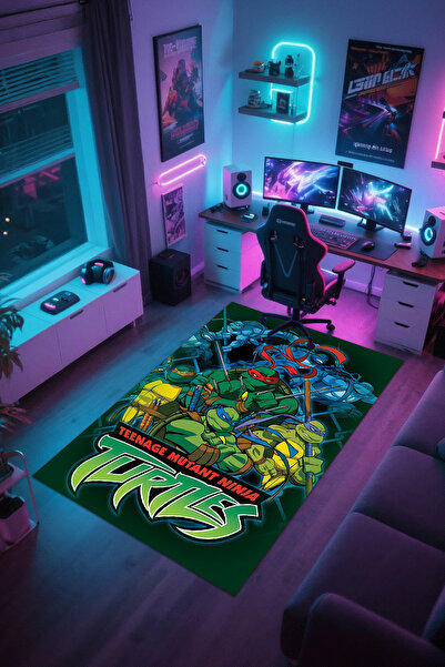 Reyhani Ninja Kaplumbaglar Kaymaz Taban Makinede Yıkanabilir Çocuk Gamıng Hal...