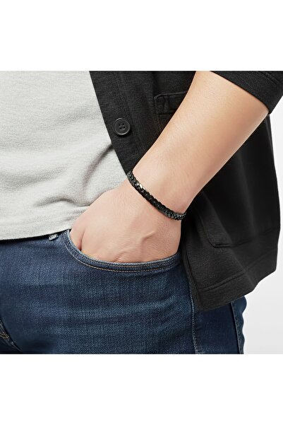 AKSESUARIM Men's Fishbone Mariner Steel Chain Bracelet 6mm