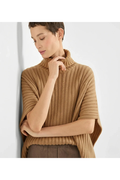 OWERALL سترة نسائية بياقة مدورة قماش مجدّل ذات ملمس فضفاض قصة فضفاضة سترة محبوكة