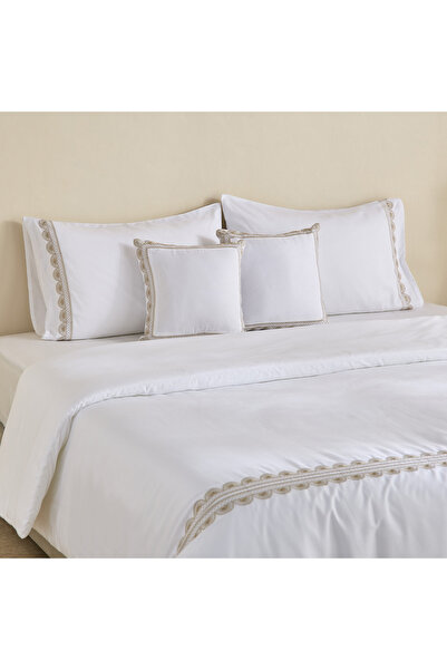Home Box White Haven Sunara 5-Piece Embroidered Cotton King Comforter Set - 2...