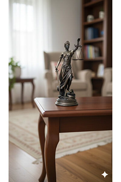 Dekoromi Dekoratif Adalet Tanrıçası ve Adalet Terazisi Heykel Themis Biblo (3...