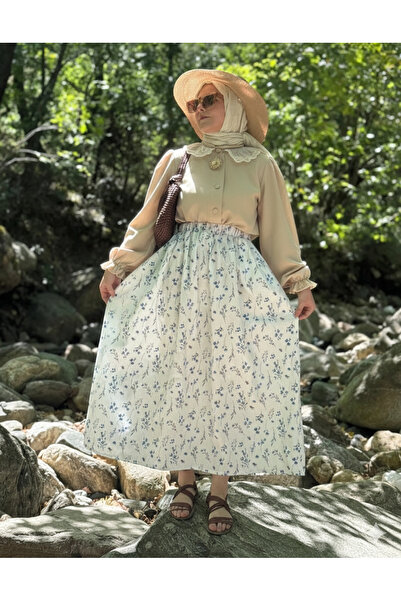 Mina Terzi&Butik Pamuklu etek üstü güpür yaka gömlek