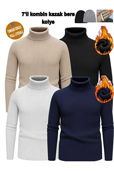 MELLORENZO Unisex Turtleneck Knitwear Ribbed Knit High-Neck Sweater