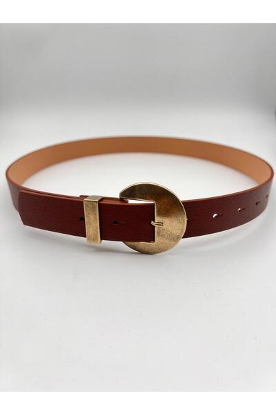 Mynoa Antique Buckle Bridged Women's Belt, Jacket Belt, Pantalon Belt, Suede Belt