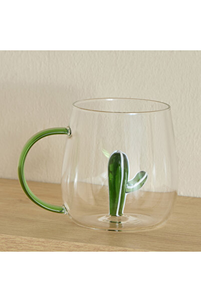 Home Box كوب قهوة زين مصنوع من زجاج البوروسيليكات بتصميم صبار ثلاثي الأبعاد م...