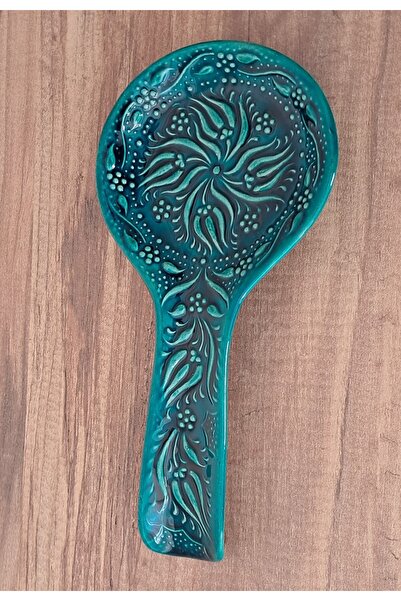 Artiser Turquoise Ceramic Spoon Rest, Hand-Painted Turquoise Ceramic Spoon Rest, Ceramic Spoon Rest in Turquoise Color